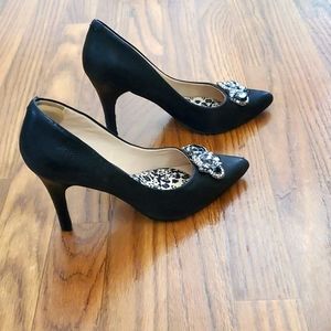Bejeweled black pumps